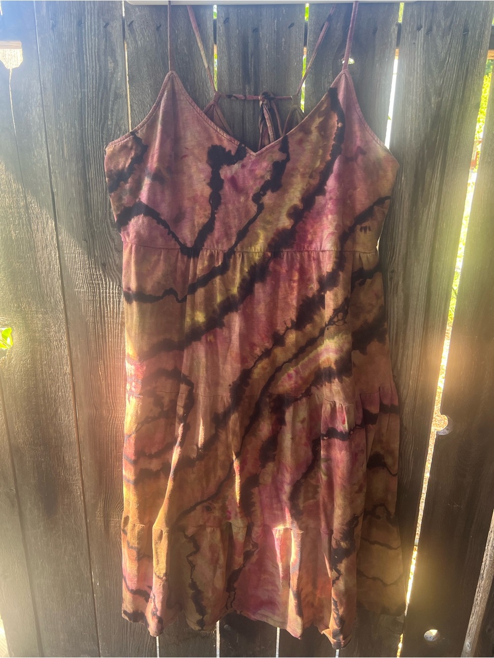 Old Navy Tie-Dye Spaghetti Strap Midi Dress - Pink, Brown, Black